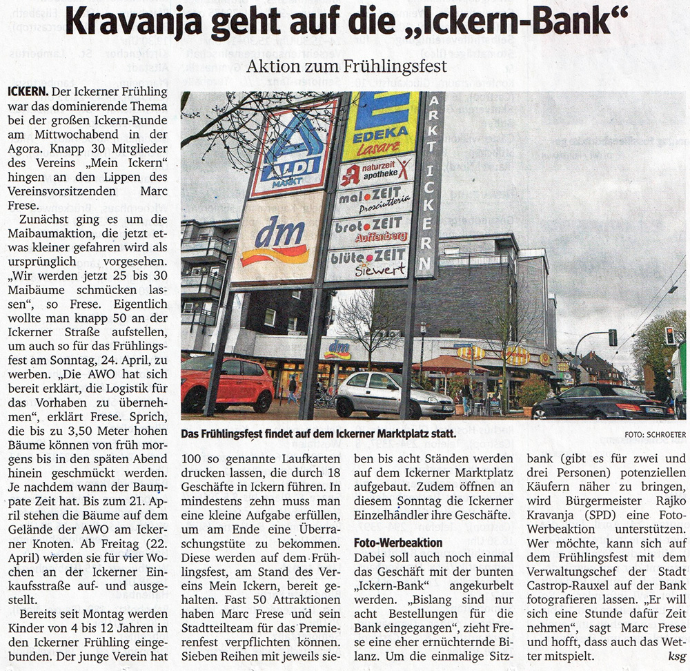 Kravanja geht auf die Ickern Bank