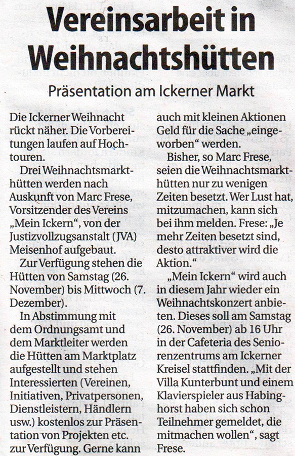 Vereinsarbeit am Ickerner Markt